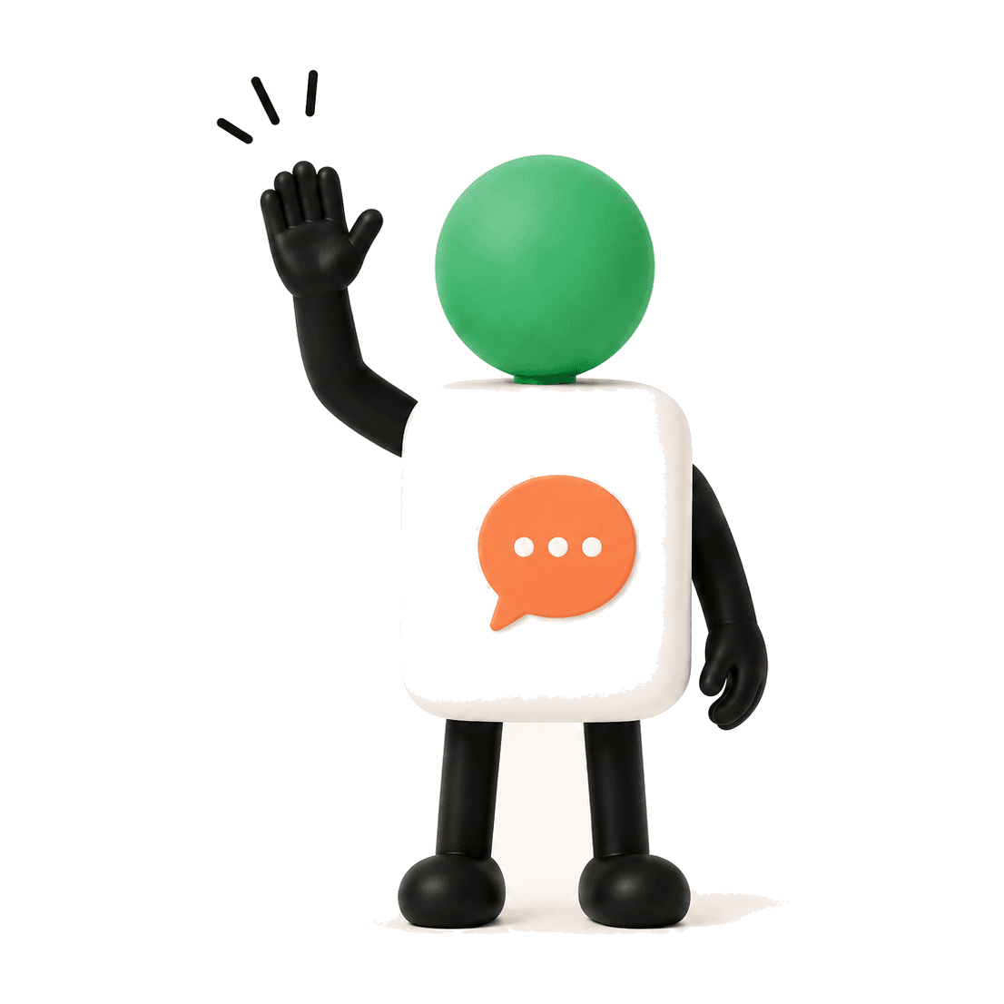 Operator Companion 3D character with an orange chat icon